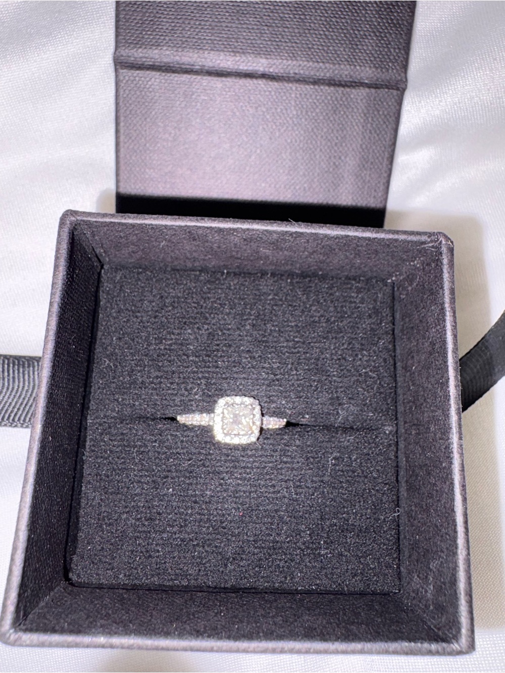Classic Silver-Tone Halo Engagement Ring with Clear Center Stone